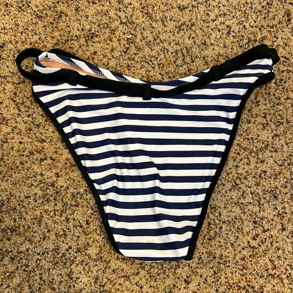 J.Crew Belted '90s High-Leg‎ Bikini Bottom Women's Small Blue White Stripe - Picture 3 of 7